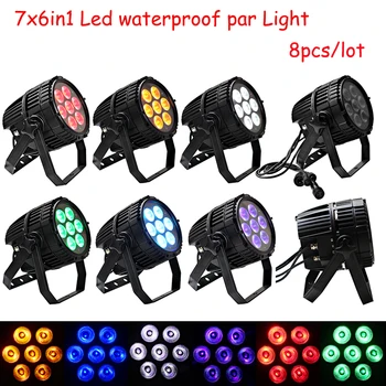 

8pcs Stage Lighting 7X18w rgbwa uv 6in1 led par light Low Noise LED lights outdoor for wedding christmas party