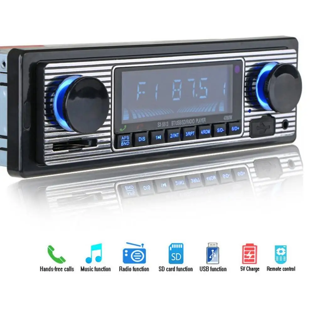 Винтажный автомобильный Bluetooth fm-радио MP3-плеер Стерео USB AUX классический стерео
