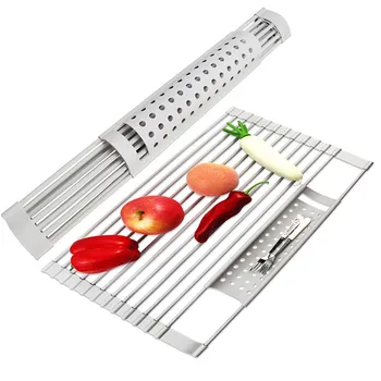 

Sink Storage Dish Drying Rack Holder Fruit Vegetable Drainer Colanders Kitchen Folding Drain Rack HFing