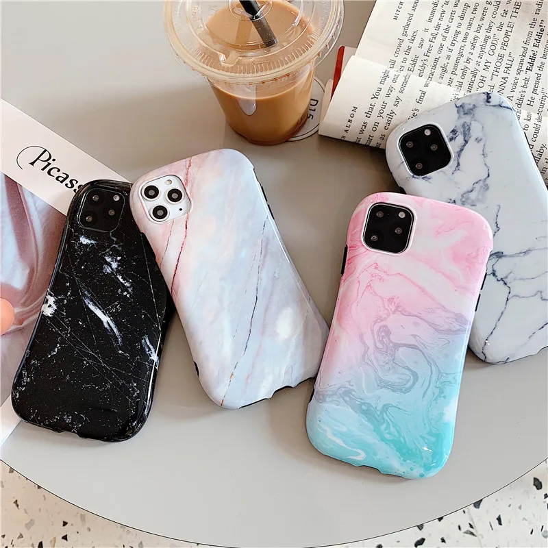 Противоударный мраморный чехол-бампер для iphone 11 pro Max 6 6s 7 8 plus X XS XR гибридный чехол