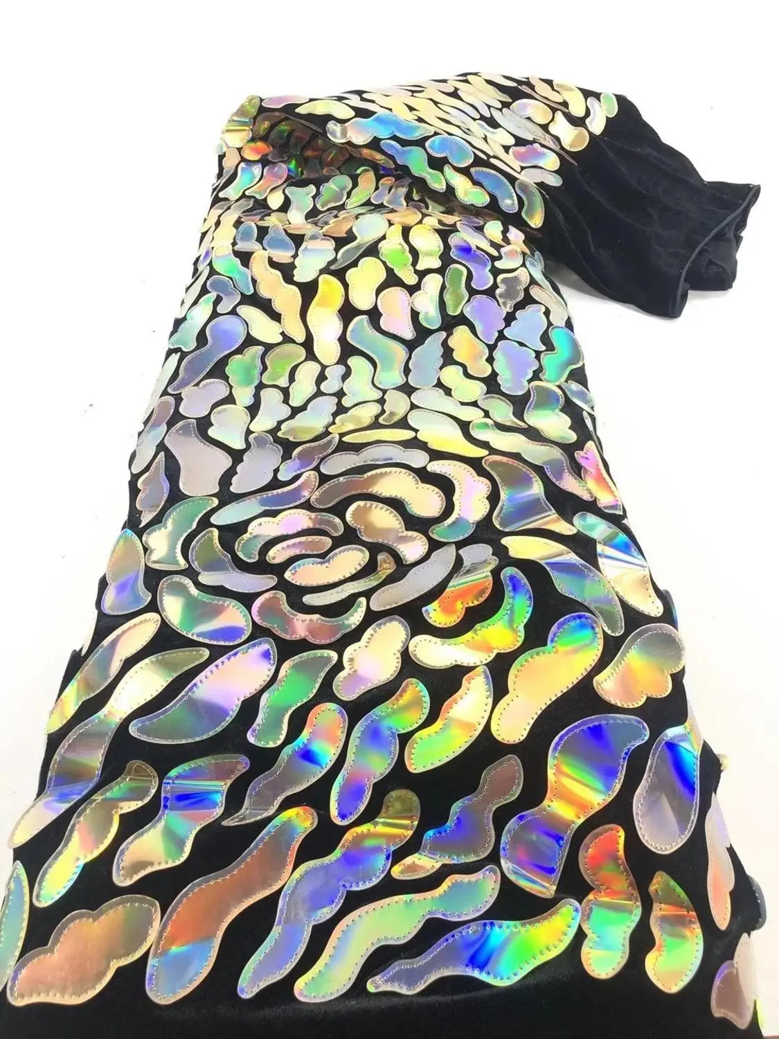 

African Velvet Lace Fabric High Quality nigerian Sequins Lace Fabric Embroidery Lace 5 Yards Nigerian Velvet Fabric For Dresses