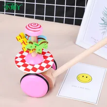 Детская тележка Le 1-2-3-6 однополюсная толкающая деревянная игрушка-ходунок для детей 1-2-3-6 автомобилей
