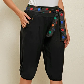 

Women Sweatpants Fashion Knee Length Summer Loose Capris Pants Solid Color Casual Chino Lantern Pants Plus Size