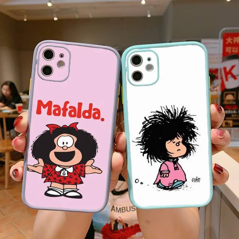 Чехол Mafalda матовый прозрачный серый для iPhone 12 11 Mini Pro XR XS Max 7 8 Plus X | Мобильные