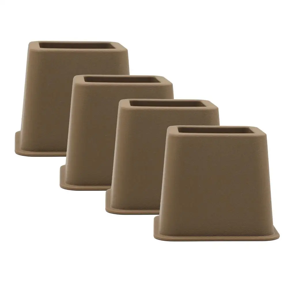 4Packs Heavy Duty Bed Risers Furniture Risers Plastic White/Brown Elephant Feet