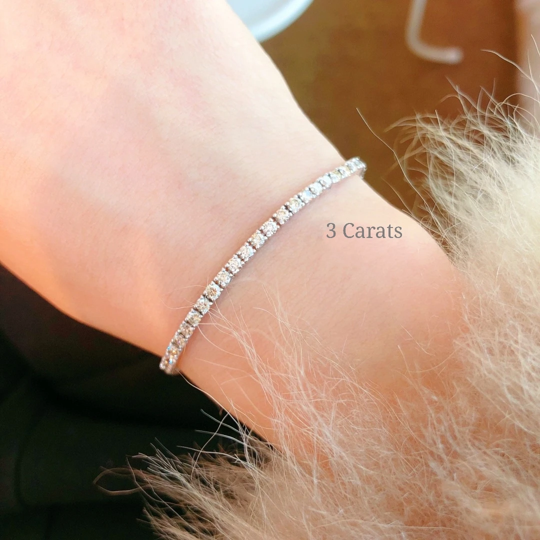18K Solid Dianond Bracelet 3 carats White Real Gold Jewelry(AU750) Women Diamond South African Diamonds Wedding Gift For Lady