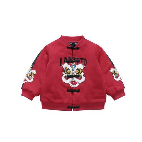 Tonytaobaby/Новая зимняя детская одежда для мальчиков и девочек хлопковая одежда с вышитым львом одежда для родителей и детей - Цвет: Красный
