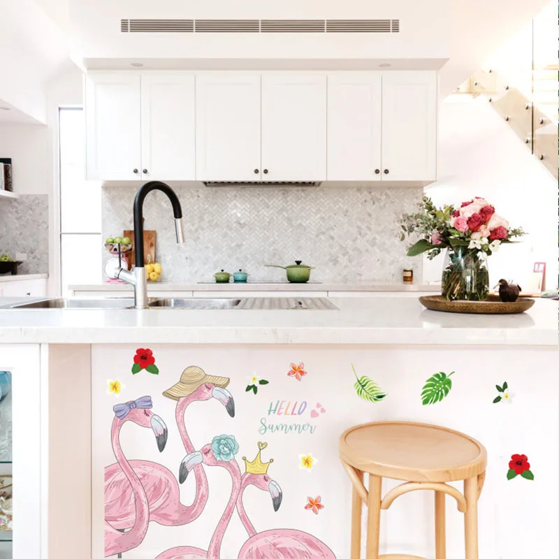 Hello Summer Dormitory украшение для девичьей комнаты Фламинго розовая Наклейка на стену s