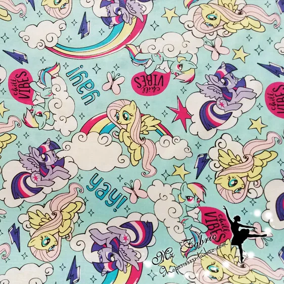 105 см ширина свет единорога синий хлопок ткань для маленьких девочек одежда постельных принадлежностей домашний текстиль шторы наволочки DIY-BK760