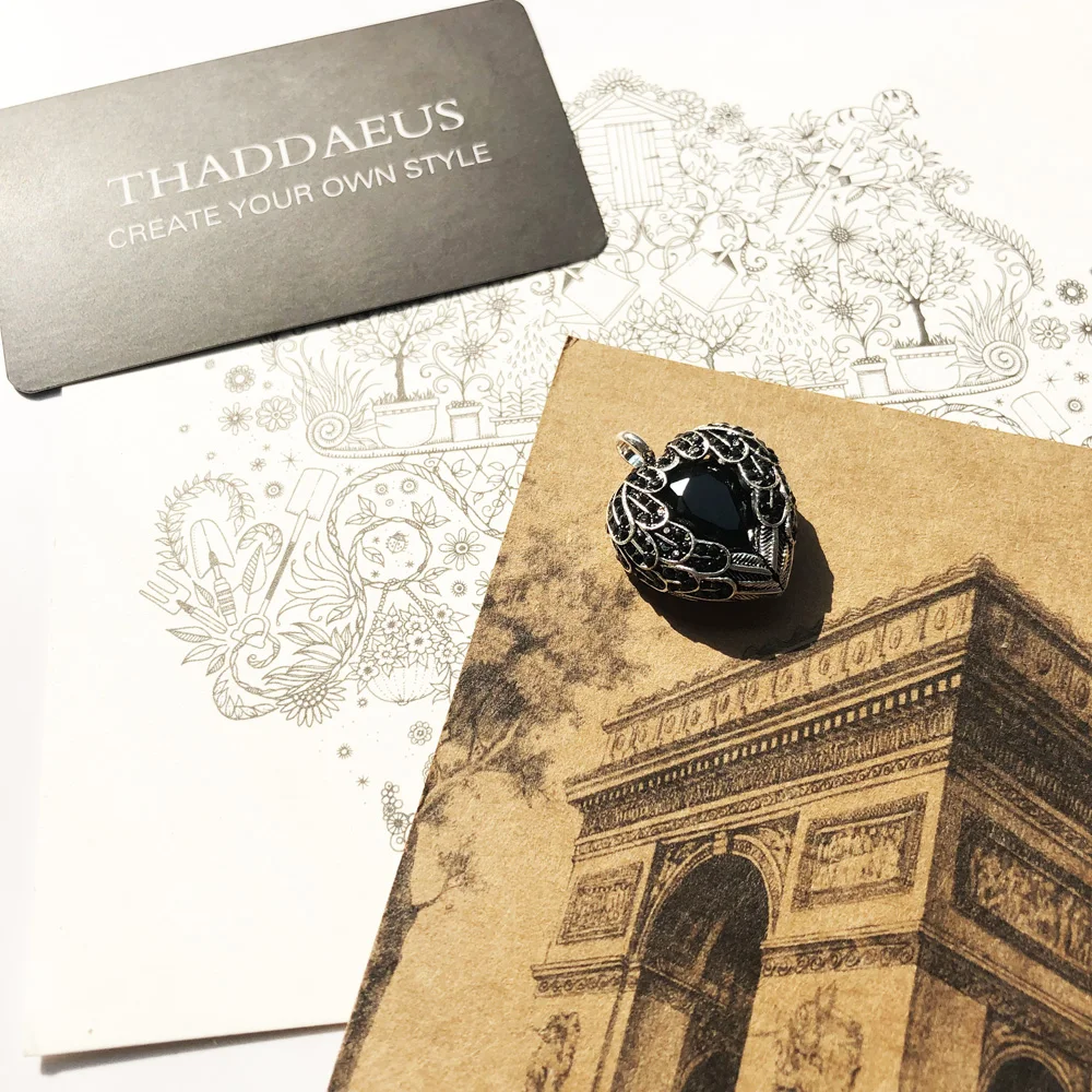 Кулон с черной пряжкой крылатые сердце 2020 Стиль Весенняя мода 925 стерлингового