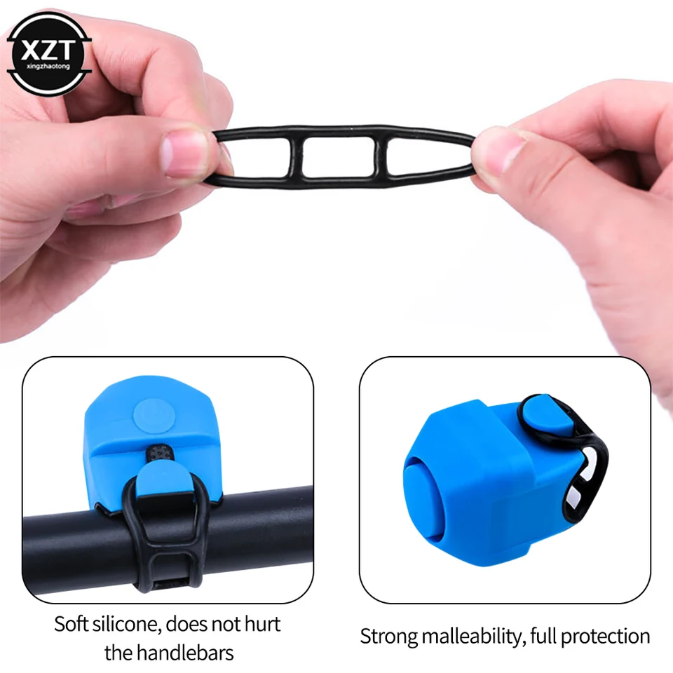 Biciclette campana luce per auto della polizia 6 LED 4 toni corno per bicicletta Scooter per bambini corno elettronico bici luce della polizia accessori per l'equazione  18