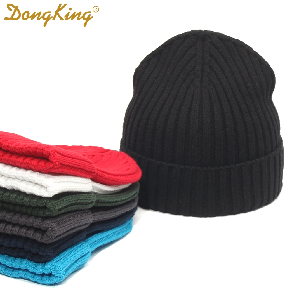Новая классическая шапка из хлопка с манжетами, вязаная шапка Skullcap, зимние теплые шапки, шапки хип-хоп, для взрослых мужчин и женщин, однотонный хлопок, 7 цветов, Повседневная