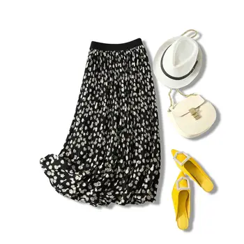 

Women Skirt 2020 Spring and Summer New Skirt Fashion High Waist A-line Pleated Midi Skirt Women