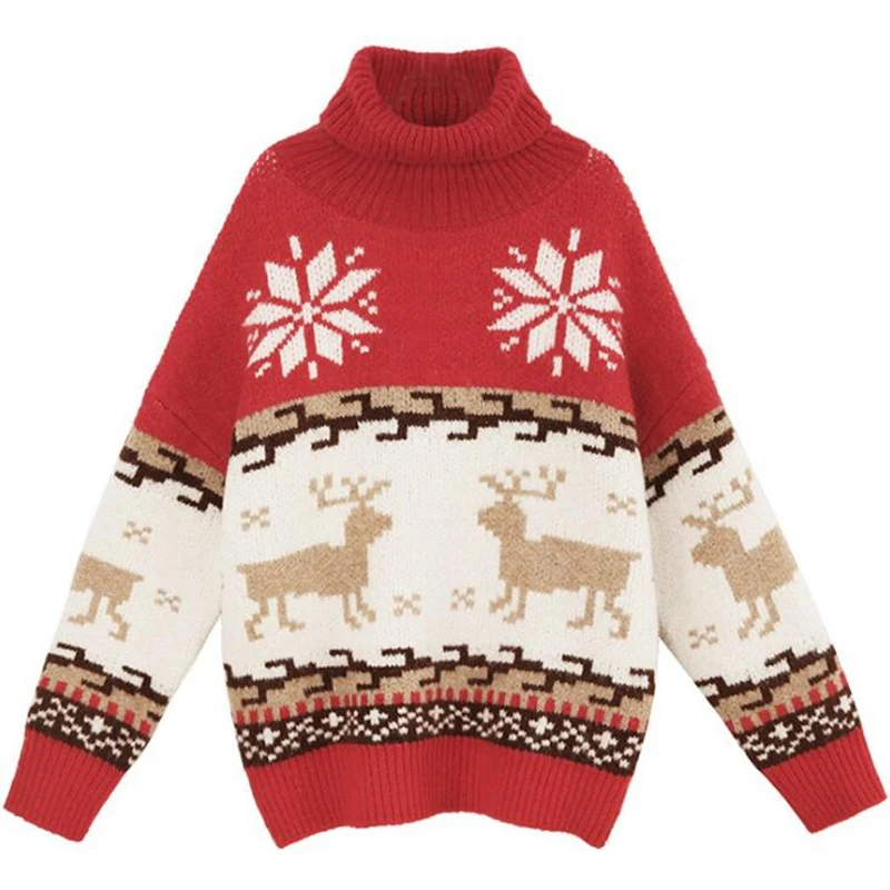 Christmas Sweater Turtleneck Pullover 