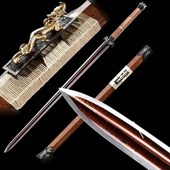 

Copper Fittings Chinese KungFu/WuShu Dao Sword Double Blood Groove Folded Red Pattern Steel Sharp Han Dynasty Saber Battle Jian