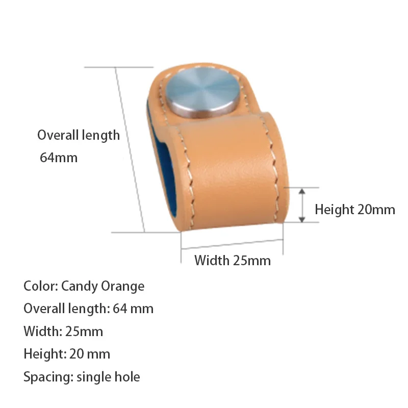 Кожаная ручка для мебели, современный минималистичный стиль, кожаная ручка, Детская дверная ручка, ручка для ящика шкафа - Цвет: single hole orange