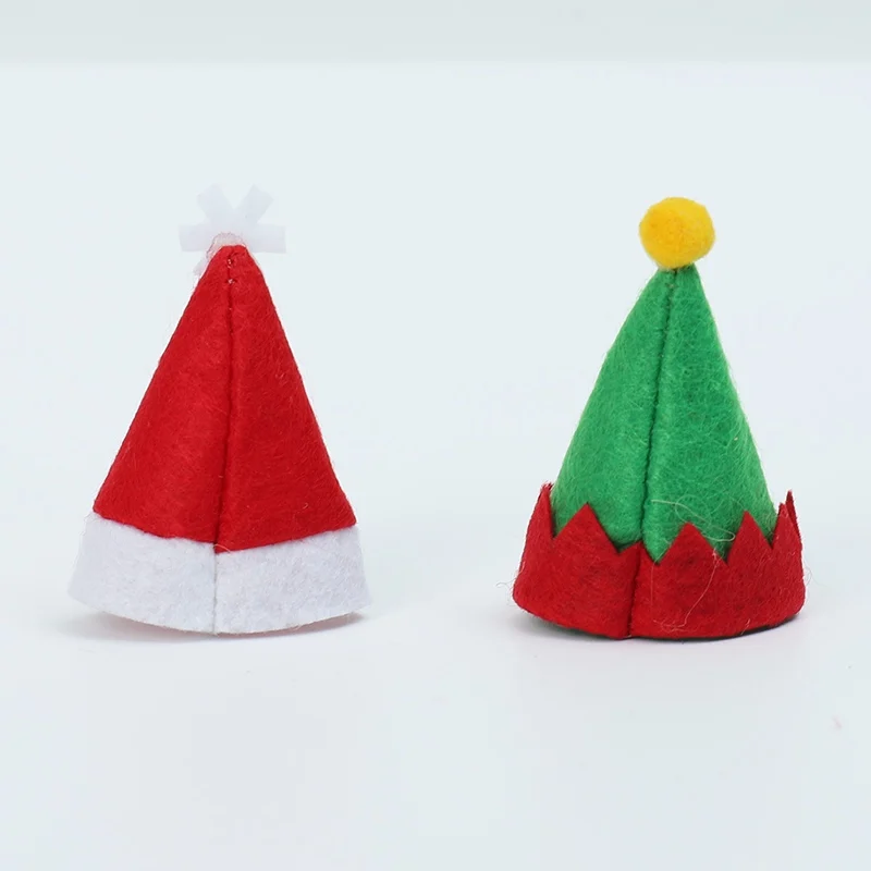 6PCS Santa/Elf Hat Christmas Silverware Holder Pockets Knife Spoon Fork Bag Wine Bottle Cap Topper Candy Cover Party Decorations