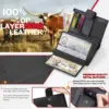 Men Genuine Leather Wallet Business Purse RFID Card Holder Transparent Windows Bank Note Coin Compartment Black 2