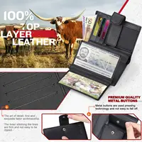 Men Genuine Leather Wallet Business Purse RFID Card Holder Transparent Windows Bank Note Coin Compartment Black 2