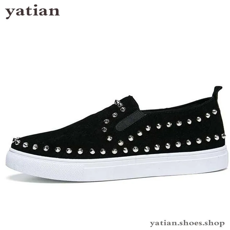 Новинка; модные роскошные лоферы с шипами; мужские повседневные кожаные кроссовки на платформе с заклепками; Мужская Высококачественная мотоциклетная обувь; черная обувь; N-12