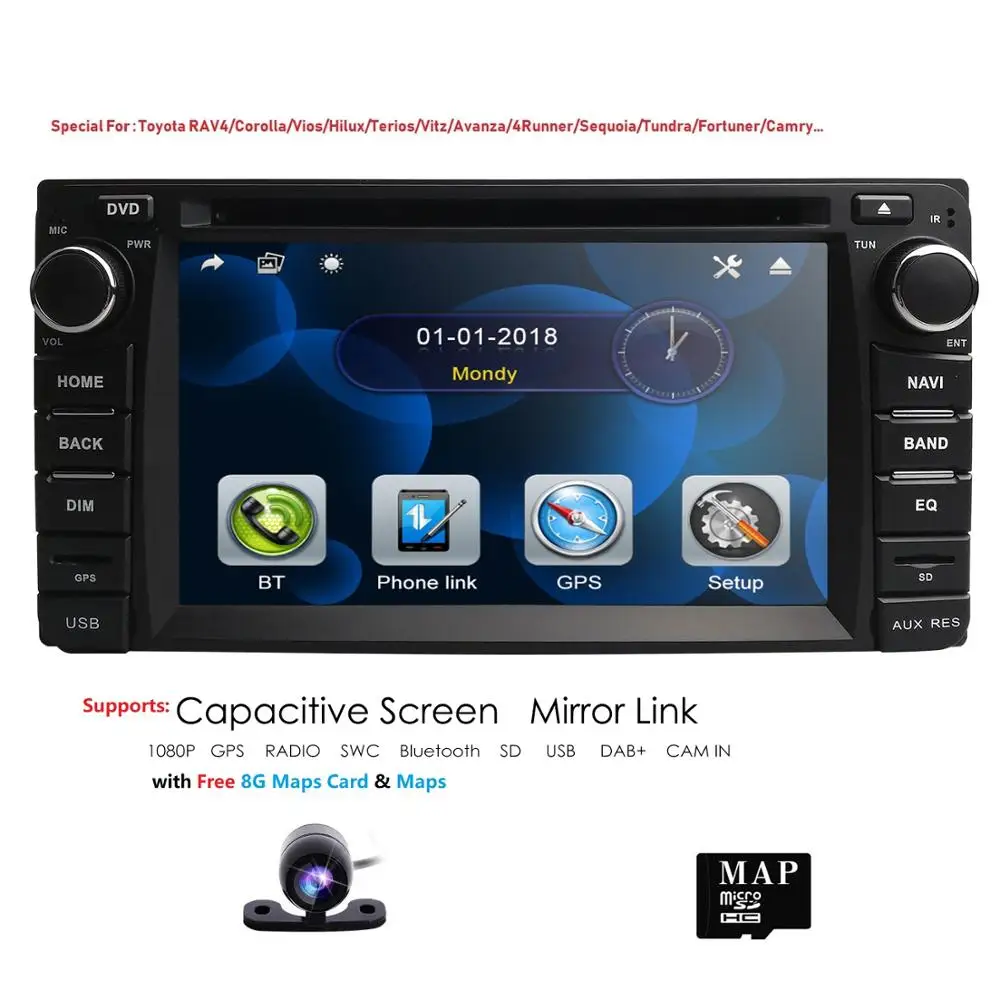 Автомагнитола Navi с GPS автомагнитола DVD-плеером Bluetooth головное устройство для Toyota