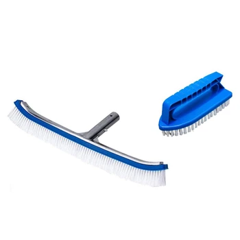 

Handheld Wall Pool Brush Set with Poly Bristles - 18 Inch Long for Swimming Pools