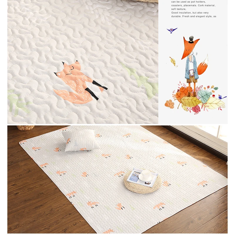 

Cute Cotton Carpet crawling tatami Mat bedroom bedside Rug anti-slip blanket Outdoor tent carpet Gray White Soft Cushion Gift