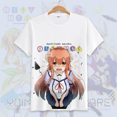 

New Machikado Mazoku The Demon Girl Next Door Cosplay T-shirt Anime Shadow Mistress Yoshida Yuko t Shirt Short Sleeve Tops Tee