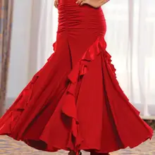 Женская юбка для бальных танцев красного, черного, фиолетового цвета, Женская Стандартная Одежда для танцев фламенко, длинные юбки