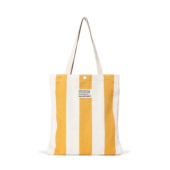 

Simple Women Package Elegant Canvas Bag Handbags Casual Stripe Literary Shoulder Bags Female Shopping Tote Girls Handbag