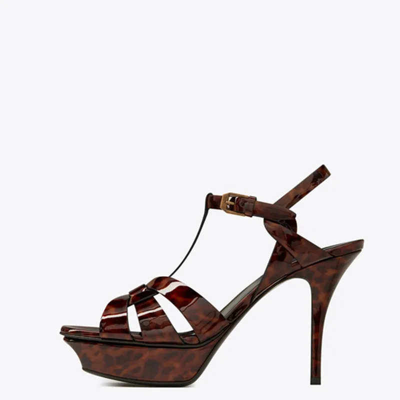 Босоножки кофейного цвета на платформе и шпильке; роскошные женские сандалии-гладиаторы в римском стиле; Летние вечерние туфли из натуральной кожи с ремешком на щиколотке; коллекция года - Цвет: Amber