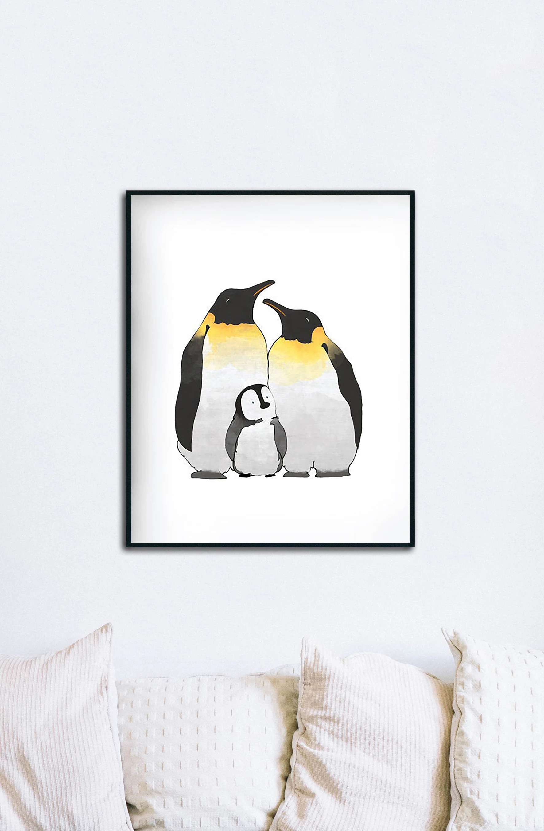 Penguin Family Drawing - Arctic Animal Nursery Art Print, Polar Animals -  Painting & Calligraphy - AliExpress