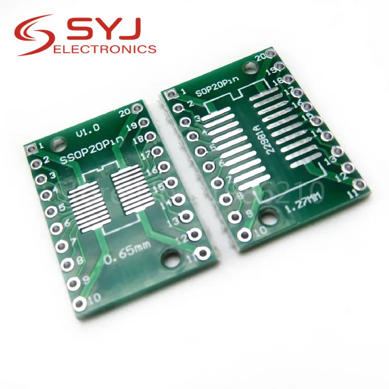 10 pçs/lote SOP20 SSOP20 TSSOP20 para DIP20 Pinboard SMD Para DIP Adaptador 0.65mm/1.27mm a 2.54mm DIP Pin Pitch Pcb Conversor