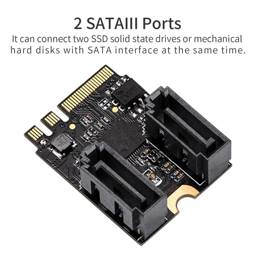 IOCREST M 2 ngff to sata 3 adapter card A Key and E key to 2 4