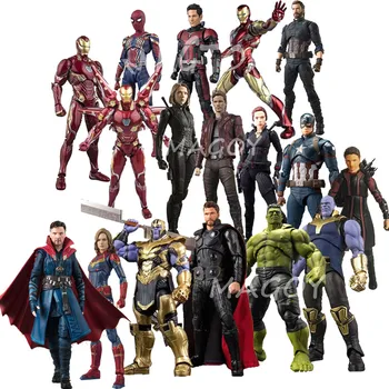 

SHF Avengers Endgame Infinity War Thor Black Widow Thanos Iron Man SpiderMan Captain American Star Load Figure Toy