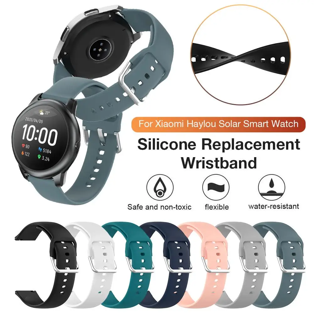 

For Xiaomi Haylou Solar Smart Watch Watch Strap 7 Colors Replacement Soft Silicone Wristband Comfortable Breathable Band 22mm