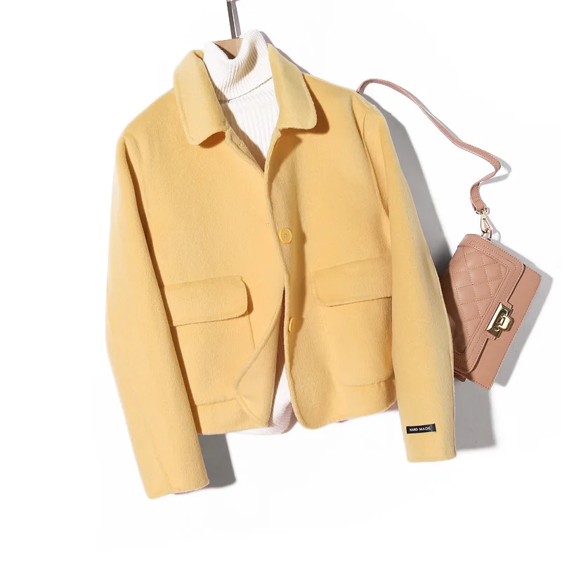 

Korean-style Sew Double-Sided Duffle Coat Short 2019 New Style Woolen Jacket Student Short-height Coat Ladies