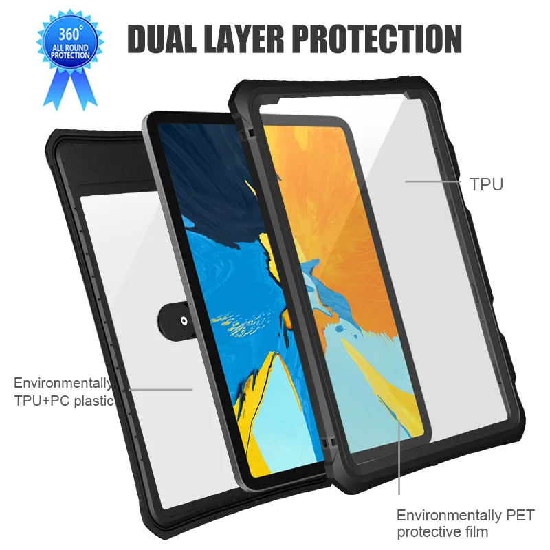 Suporte para Ipad Case à Prova de Poeira Capa para Ipad Cases de Telefone Shellbox Impermeável Case 2021 Mergulho Claro Coque Pro 11 - Imagem 4