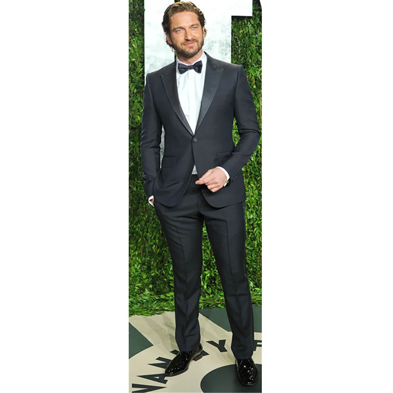 

Black Wedding Suits For Men Peaked Lapel Groom Tuxedos Two Piece Celebrity Men Suits Slim Fit One Button Groom Suits