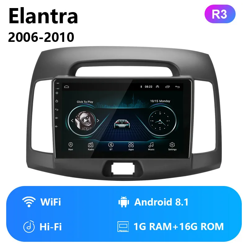 2G+ 32G Android 8,1 4G Автомобильный Радио Мультимедиа Видео плеер для hyundai Elantra 4 HD 2006-2010 навигация gps 2 Din головное устройство+ рамка - Цвет: R3