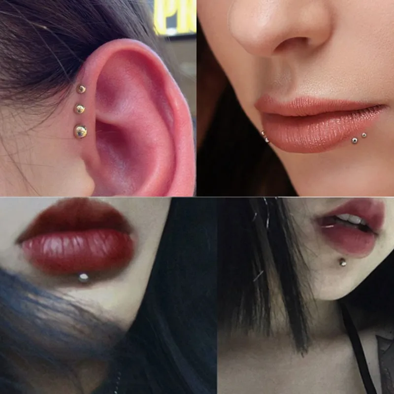10/20/30/50Pcs Mix Vertical Labret Lip Piercing Lot 16G Plastic Labret Piercing Pack Mix Lip Ring Lot Cartilage Tragus Piercing
