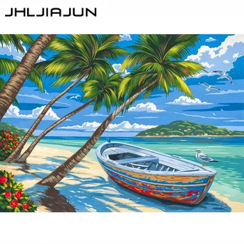 

DIY painting by numbers tropical seaside landscape poster art poster home decoration living room wallpaper frameless