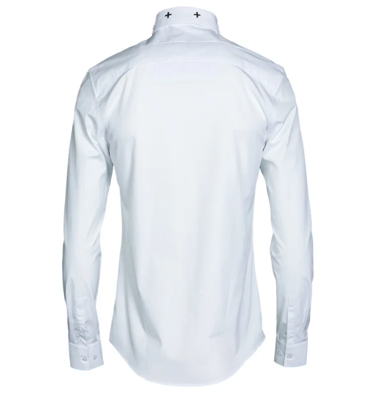 Minglu Мужская рубашка Chemise Homme брендовая декоративная металлическая Крестовая рубашка мужская Повседневная рубашка с длинными рукавами приталенная Мужская рубашка высокого качества M-4xl