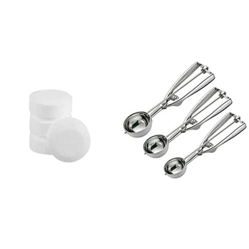 

20Pcs Coffee Machine Cleaning Effervescent Tablets & 3Pcs Ice Cream Scoop Trigger Cookie Spoon