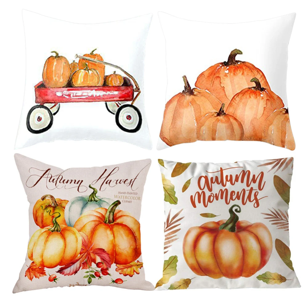 

4Pcs Halloween Pumpkin Pillow Cover Decorative Pillow Case Sofa Back Cushion Cover