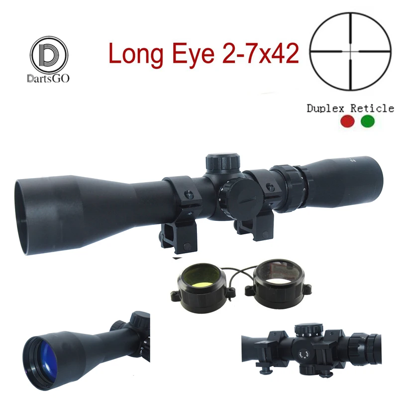 DDartsGO наружная Охота 2-7x42 длинный глаз рельефа область красный/зеленый с
