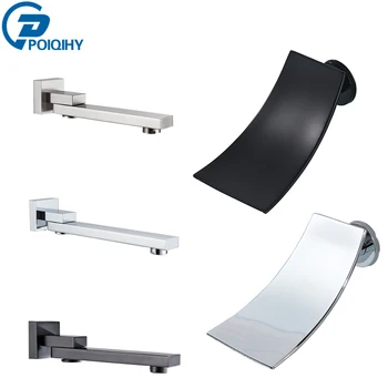 

POIQIHY Faucet Spout Matte Black Rotate Bath Spout Brass Golden Bathroom Faucet Accessory Waterfall Tub Spout Basin Water Outlet