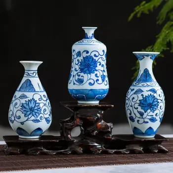 

Jingdezhen Vintage Decor Ceramic Flower Vases Homes Antique Traditional Chinese Blue And White Porcelain Vase For Flowers Gift