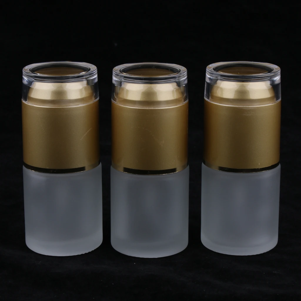 3 Pcs 20ml Empty Airless Lotion Cream Pump Glass Container,  Cosmetic Bottle Dispenser, Travel Containers