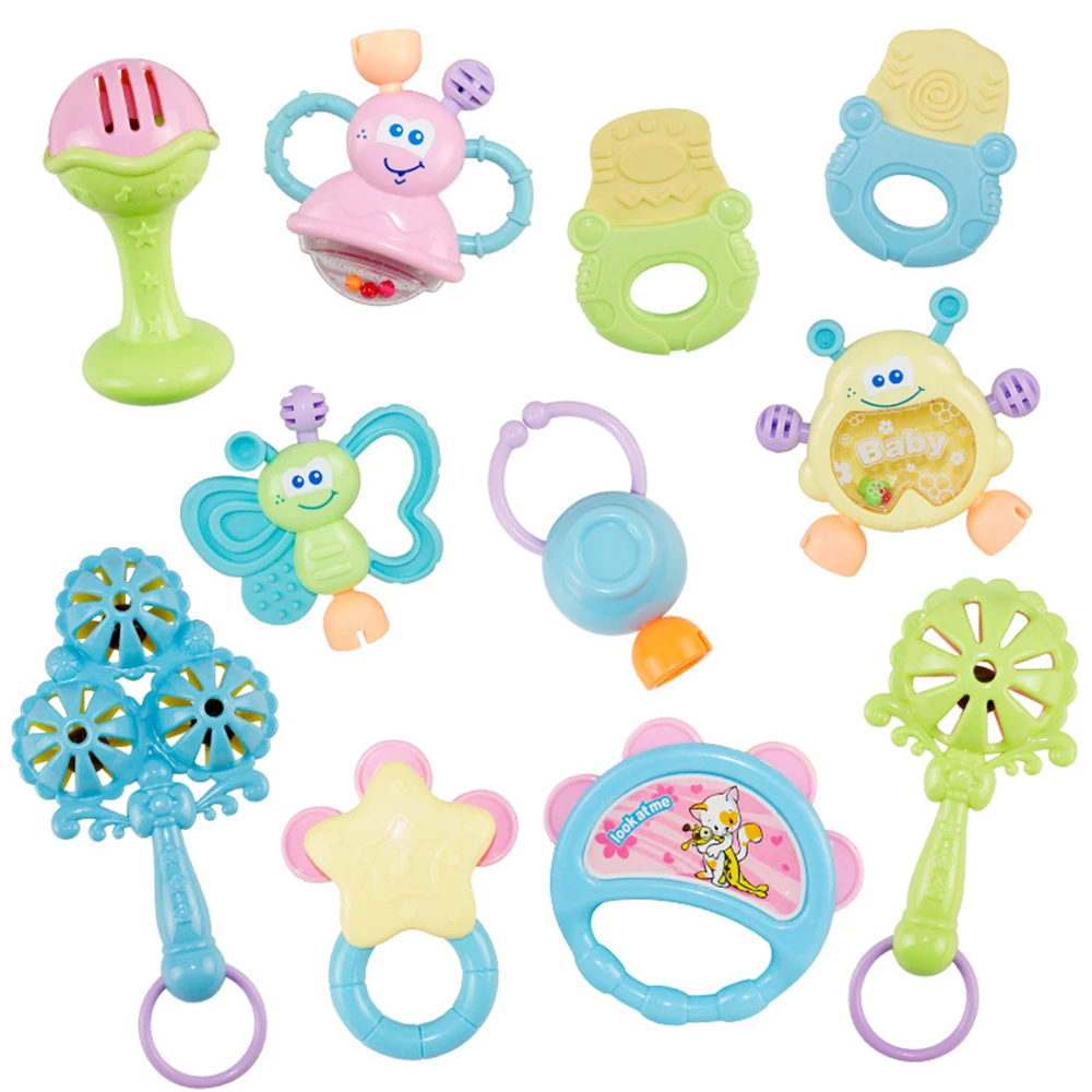 10pcs 6/8/10 шт./компл. мультфильм Детские Прорезыватель для зубов Монтессори игрушки для младенцев Еда Класс прорезывания зубов детские развивающие погремушка для детской кроватки детские игрушки для мальчиков и девочек - Цвет: 10pcs